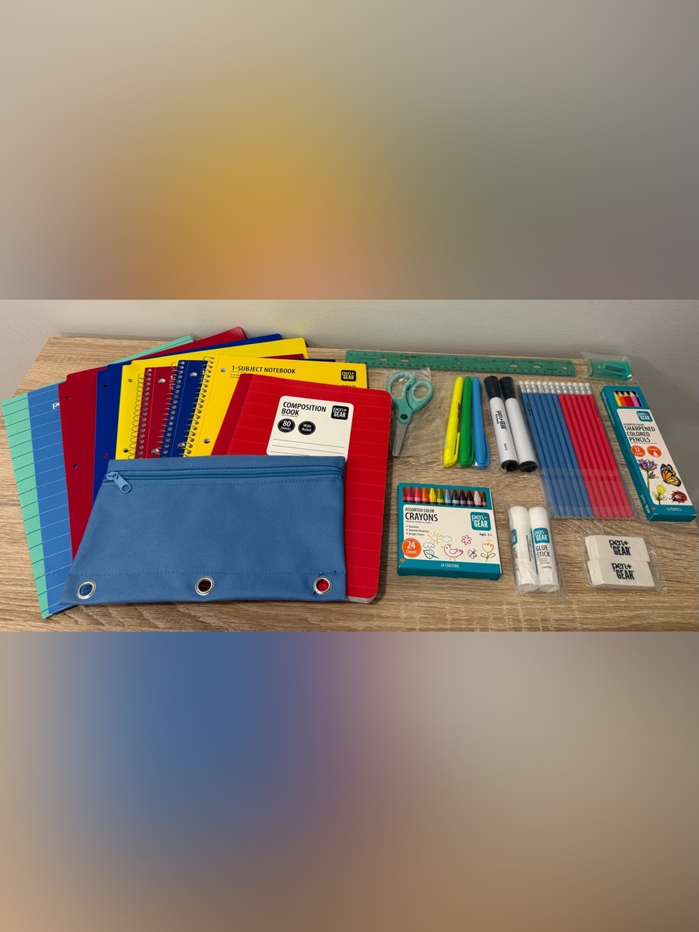 Pen+Gear School Supplies Bundle Kit 70 Pcs Crayons Pencils Erasers Glue Ruler